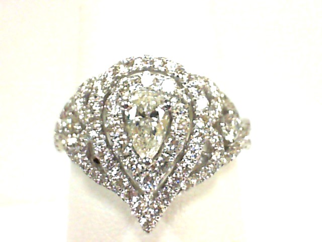 Forevermark 18 Karat White Gold Ring With One 0.30Ct Forevermark Pear J Si2 Diamond And 109=0.95Tw Round Diamonds