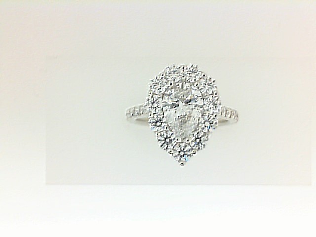 Forevermark 18 Karat White Gold 1.01Ct  D Si2 Diamond And 31=1.08Tw Diamonds Halo Ring