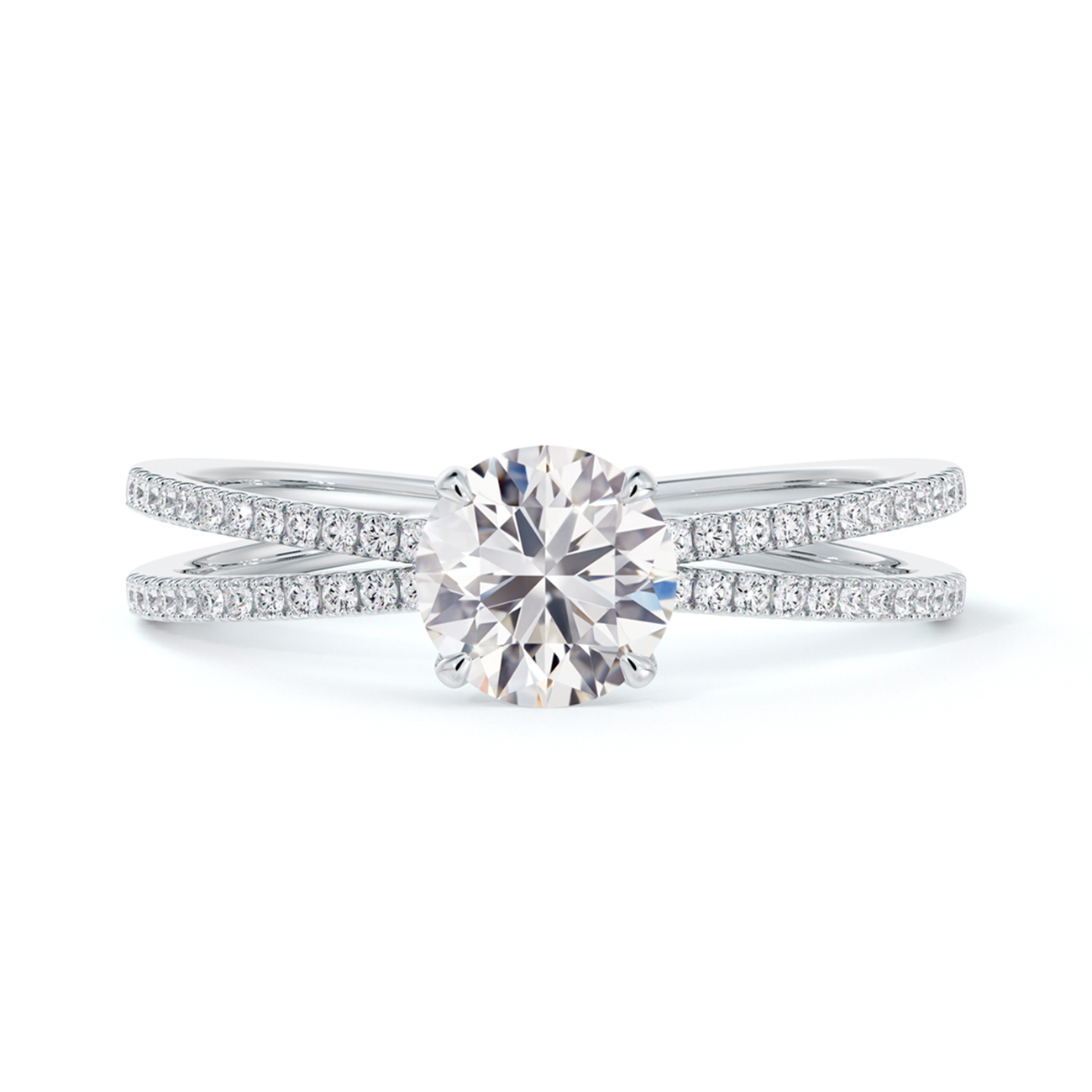 Forevermark Platinum Engagement Ring With One 0.55Ct Forevermark Round Brilliant J Si1 Center Diamond And 32=0.12Tw Round Brilliant G/H Si2 Diamonds