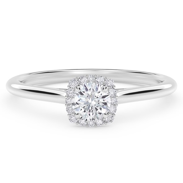 Forevermark Platinum Center Of My Universe Cushion Halo  Engagement Ring  With One 1.01Ct Forevermark Round Center Diamond And 16=0.15Tw Non- Forevermark Round Diamonds