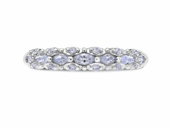 Scott Kay 14 Karat White Gold  Wedding Band With 19=0.57tw Round & Marquise H SI1 Diamonds