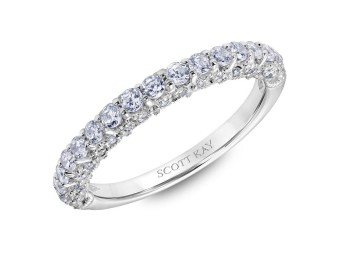 Scott Kay White 14 Karat Wedding Band With 72=0.71tw Round H SI1 Diamonds