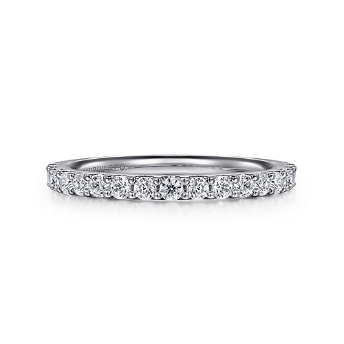 Gabriel & Co14 Karat White Gold Shared Prong Diamond Wedding Band 0.50 Ct