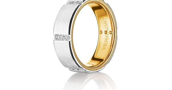 Verragio 14 Karat 7 mm White And Yellow Gold Diamond Channel Set Station Eternity Wedding Band 0.49 Ct