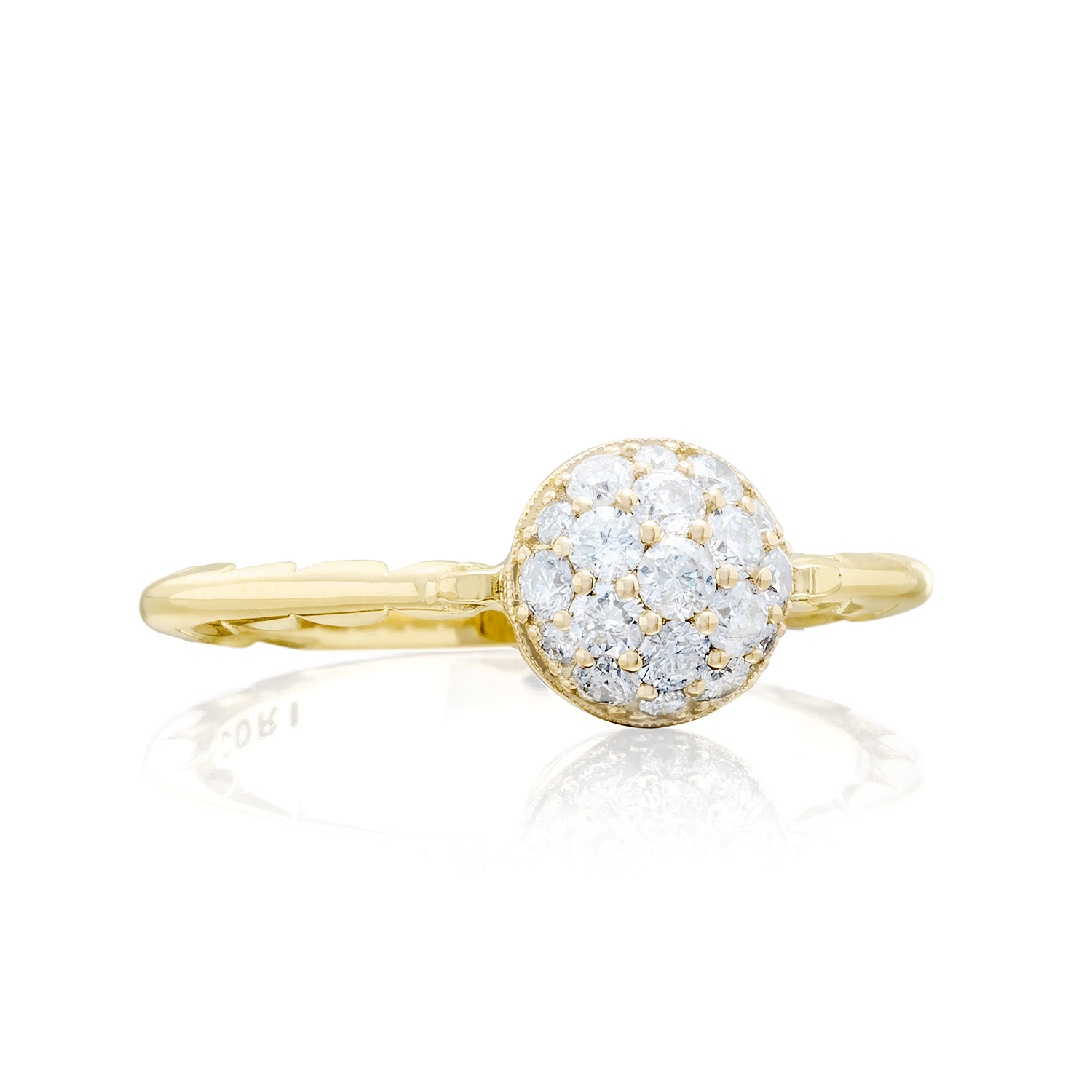 Tacori 18 Karat Yellow Gold Sonoma Mist Pave Dew Drop Ring Ring With 0.40Tw Round Diamonds
 Ring Size: 7