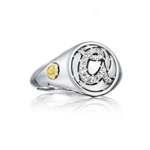 Tacori Sterling Silver  Love Letters- Initial A Ring With 0.11Tw Round Diamonds