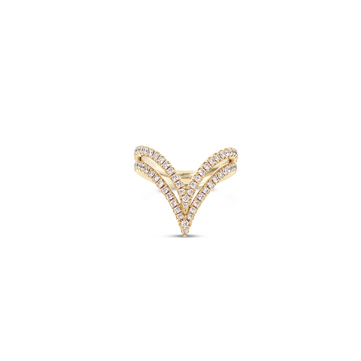 Charles Krypell 18 Karat Yellow Diamond Double V Ring  0.60 Ct Diamond Ring