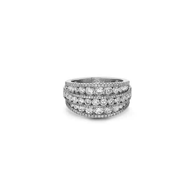 Charles Krypell Platinum Diamond Saddle Ring With 102 Round Brilliant Diamonds At 2.53Ctw