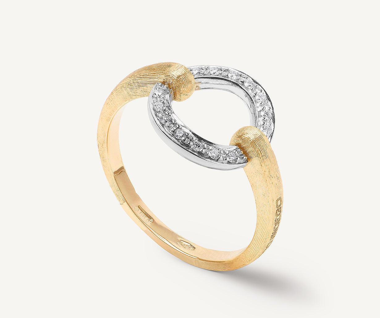 Marco Bicego 18 Karat Yellow And White Gold Diamond Jaipur Link Circle Ring 0.14 Ct 
Size 6.5