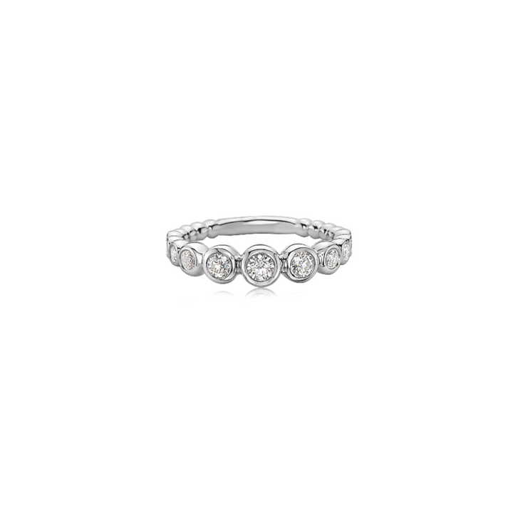 Charles Krypell 18 Karat White Gold Diamond Bubble Single Stacking Ring 0.46tw