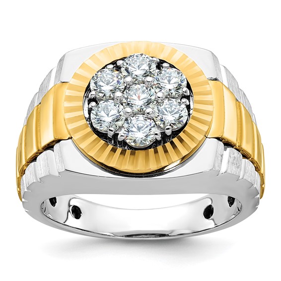 14 Karat Two-Tone Gold Fashion Ring With 7=1.00Tw Round H/I Si2-I1 Diamonds