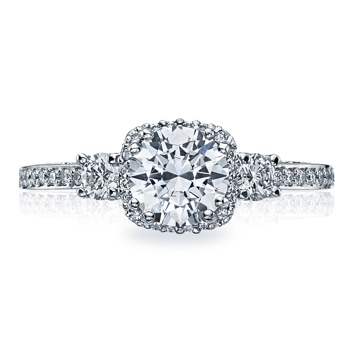 Tacori 18 Karat White Gold Dantela Semi-Mount Engagement Ring With 0.68 Total Diamond Weight