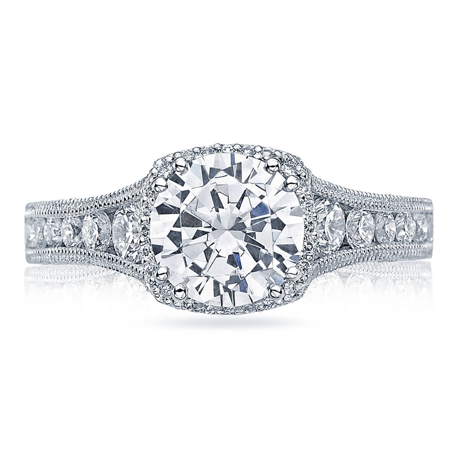 Tacori 18 Karat White Gold Reverse Crescent Semi-Mount Engagement Ring With 0.66 Total Diamond Weight