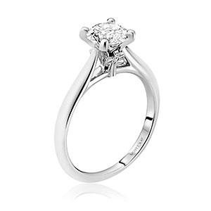 Scott Kay: 14K White Gold .01Ctw Round Diamonds Semi Mount Ring