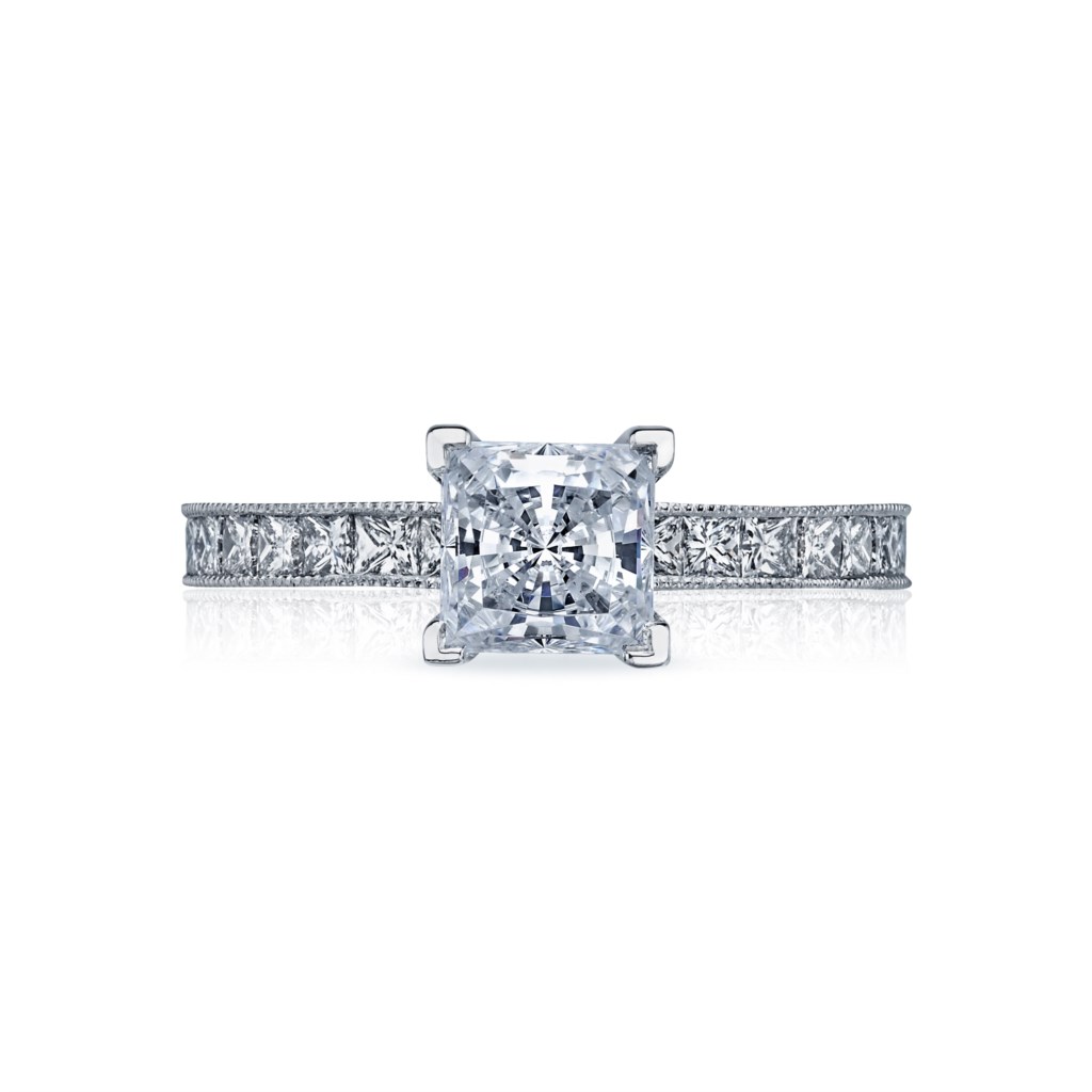 Tacori 18 Karat White Gold Sculpted Crescent Semi-Mount Engagement Ring With 0.28 Total Diamond Weight