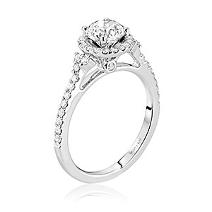 Scott Kay: 14K White Gold .37Ctw Round Diamonds Semi Mount Ring