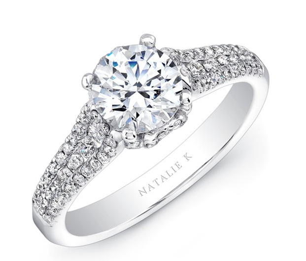 Natalie K: 14 Karat  White Gold Semi-Mount Ring With .66Tw Round Diamonds