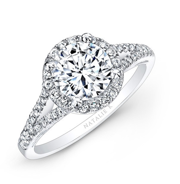 Natalie K:  14 Karat White Gold Semi-Mount Ring With .31Tw Round Diamonds
Serial #: 580429