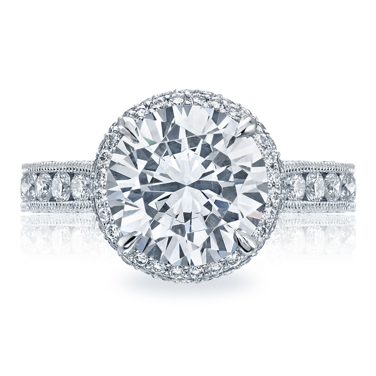 Tacori Platinum Dantela Royal T Semi-Mount Engagement Ring With 1.21 Total Diamond Weight