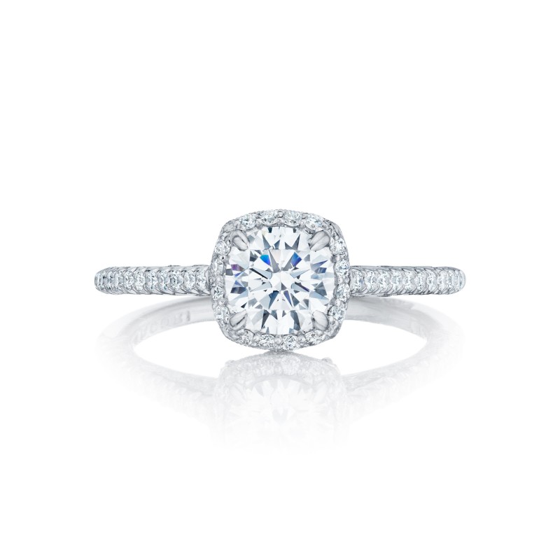 Tacori 18 Karat White Gold Petite Crescent Semi-Mount Engagement Ring With 0.41 Total Diamond Weight