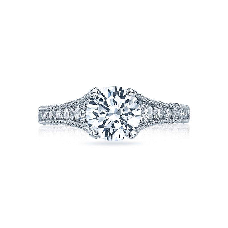 Tacori Platinum Reverse Crescent Semi-Mount Engagement Ring With 0.62 Total Diamond Weight