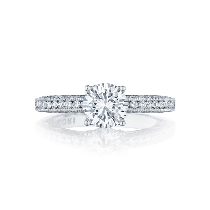 Tacori 18 Karat White Gold Classic Crescent Semi-Mount Engagement Ring With 0.41Total Diamond Weight