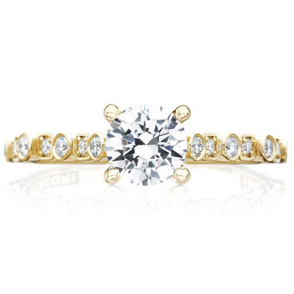 Tacori 18 Karat Yellow Gold Sculpted Crescent Semi-Mount Engagement Ring With 0.18 Total Diamond Weight