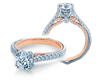 Verragio 18 Karat White/Rose Gold Couture Semi-Mount Engagement Ring With 0.40  Total Diamond Weight