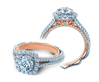 Verragio 18 Karat White/Rose Gold Venetian Semi-Mount Engagement Ring With 0.70  Total Diamond Weight