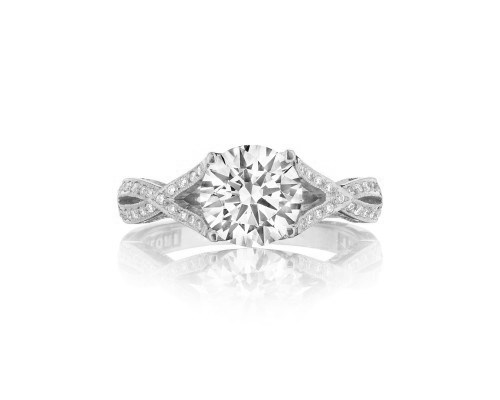 Tacori 18 Karat White Gold Ribbon Semi-Mount Engagement Ring With 0.22 Total Diamond Weight