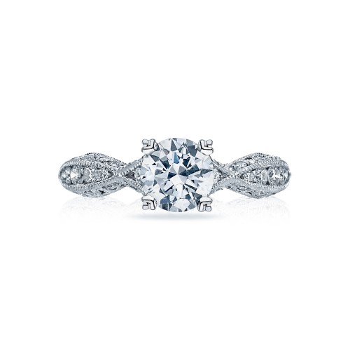 Tacori 18 Karat White Gold  Classic Crescent  Semi-Mount Engagement Ring With 0.41Total Diamond Weight