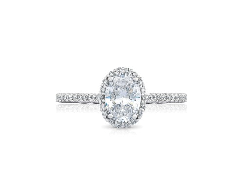 Tacori 18 Karat White Gold Petite Crescent Semi-Mount Engagement Ring With 0.38Total Diamond Weight