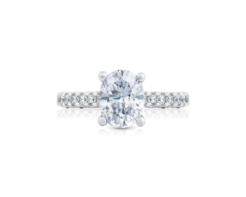 Tacori 18 Karat White Gold Petite Crescent Semi-Mount Engagement Ring With 0.25Total Diamond Weight