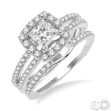 14 Karat White Gold Semi-Ring Set With 0.65Tw Round Diamonds