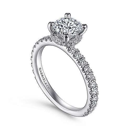 Gabriel & Co14 Karat White Gold Semi-Mount Ring Engagement Ring  0.53 Total Diamond Weight