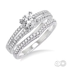 14 Karat White Gold Semi-Mount Set With .40Tw Round Diamonds