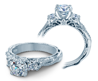 Verragio 18 Karat White Gold Venetian Semi-Mount Engagement Ring  With 0.47 Total Diamond Weight