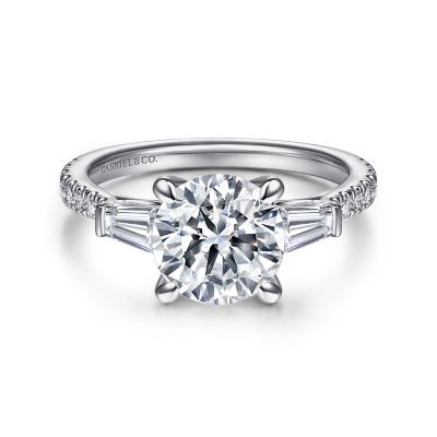 Gabriel & Co 14 Karat White Gold Semi-Mount Engagement Ring With 0.44 Total Diamond Weight