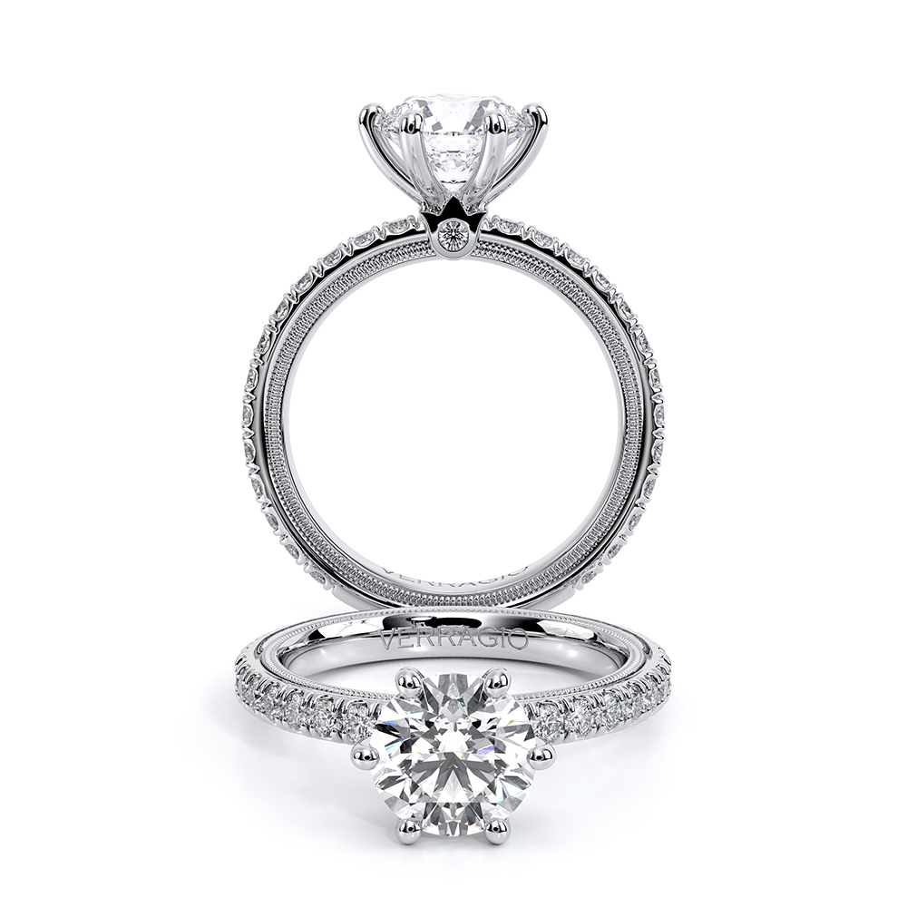 Verragio 14 Karat White Gold Tradition Diamond Semi-Mount Engagement Ring 0.65 Total Diamond Weight