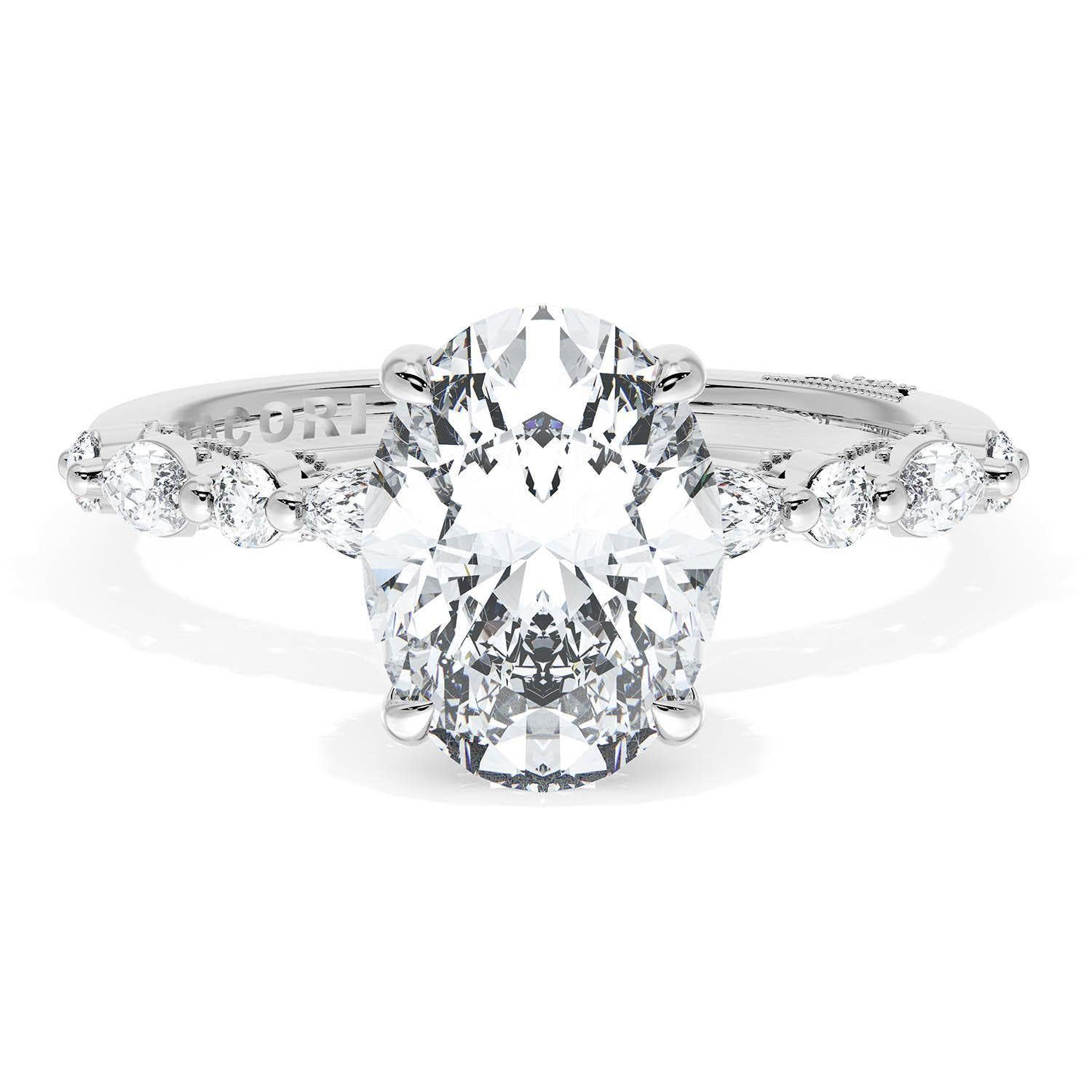 Tacori 18 Karat White Gold Sculpted Crescent Marquise And Round Diamond Semi Mount 0.42 Ct