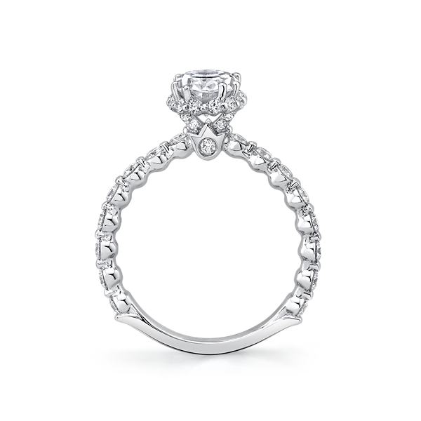 Verragio 14 Karat White Gold Renaissance Oval Diamond Halo Semi Mount 0.68 Ct