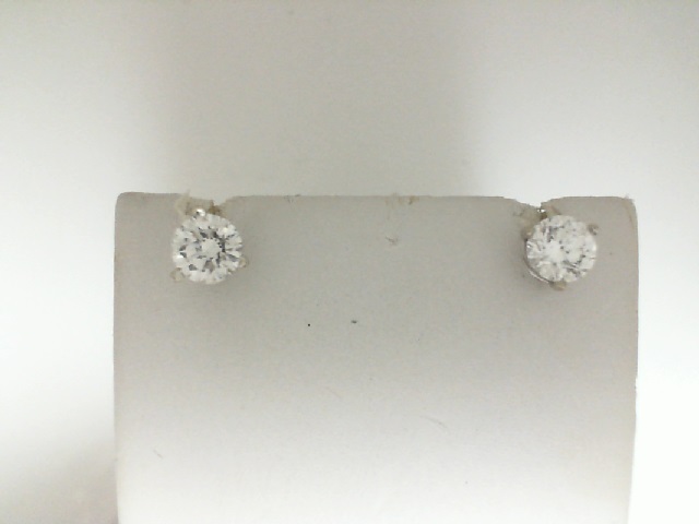 Lady's White 14 Karat Earrings With 2=1.20Tw Round I Si1-2 Diamonds