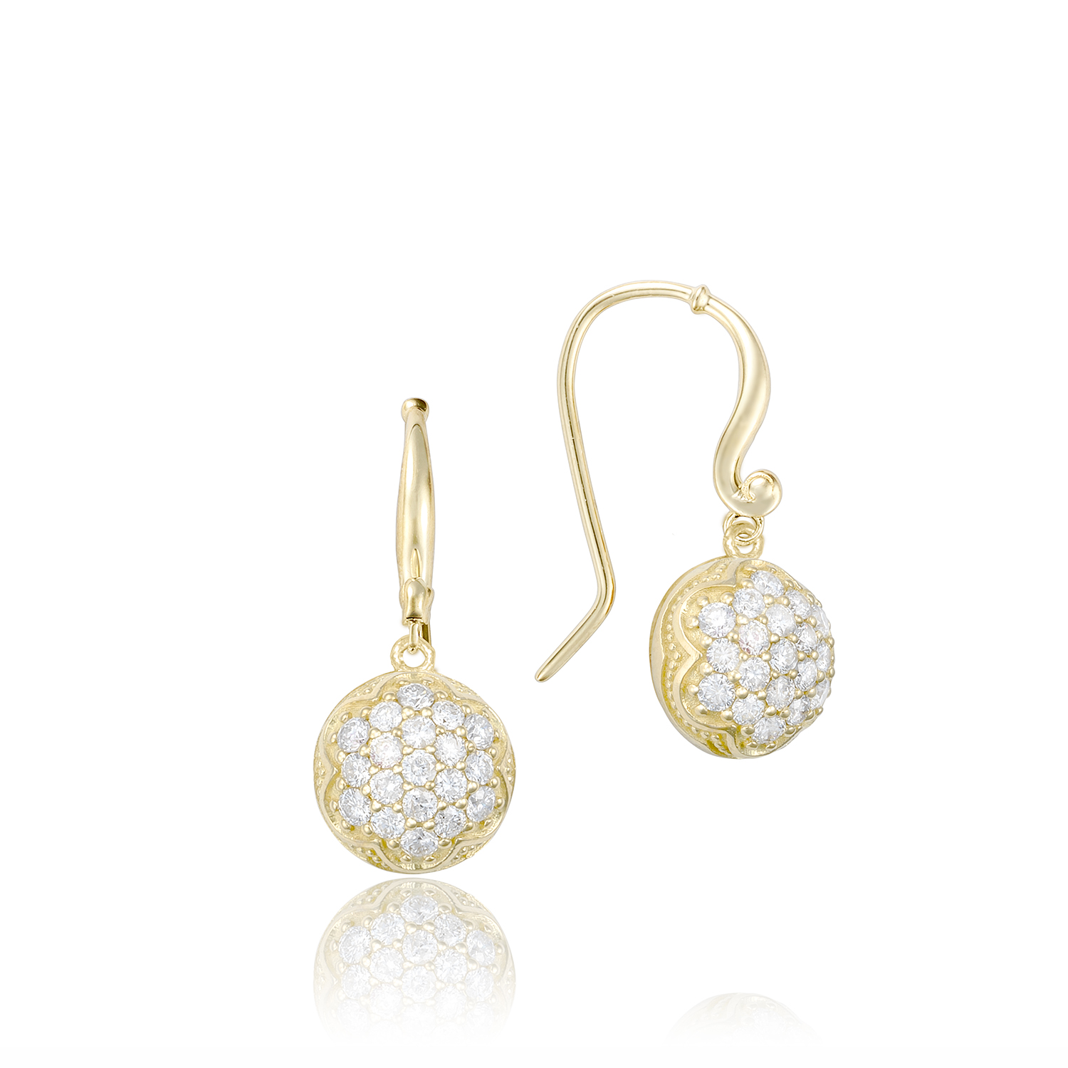 Tacori 18 Karat Yellow Gold Sonoma Mist- Dew Drop Earrings With 0.80Tw Round Diamonds