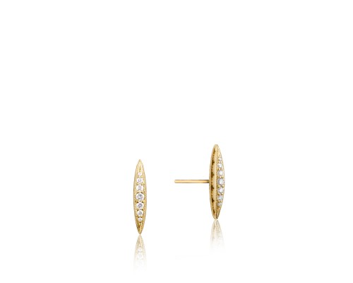 Tacori 18 Karat  Yellow Gold Ivy Lane Pave' Marquise Stud Earrings With 0.14Tw Round Diamonds