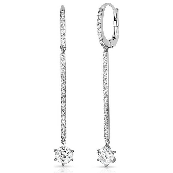 Roberto Coin 18 Karat White Gold Cento Dangle Long Matchstick Earring 0.91 ct