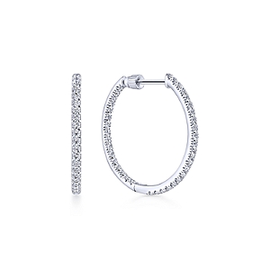 Gabriel & Co14 Karat White Gold Inside/Outside 20 Mm Hoop Earrings 0.73 Ct