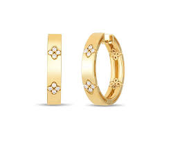 Roberto Coin 18 Karat Yellow Gold Love In Verona  0.12 Ct Diamond Hoop Earrings 
20 mm