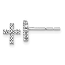 10 Karat White Gold Diamond Cross Earrings 0.04 ct