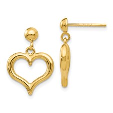 14 Karat Yellow Old Open Heart Dangle Earrings