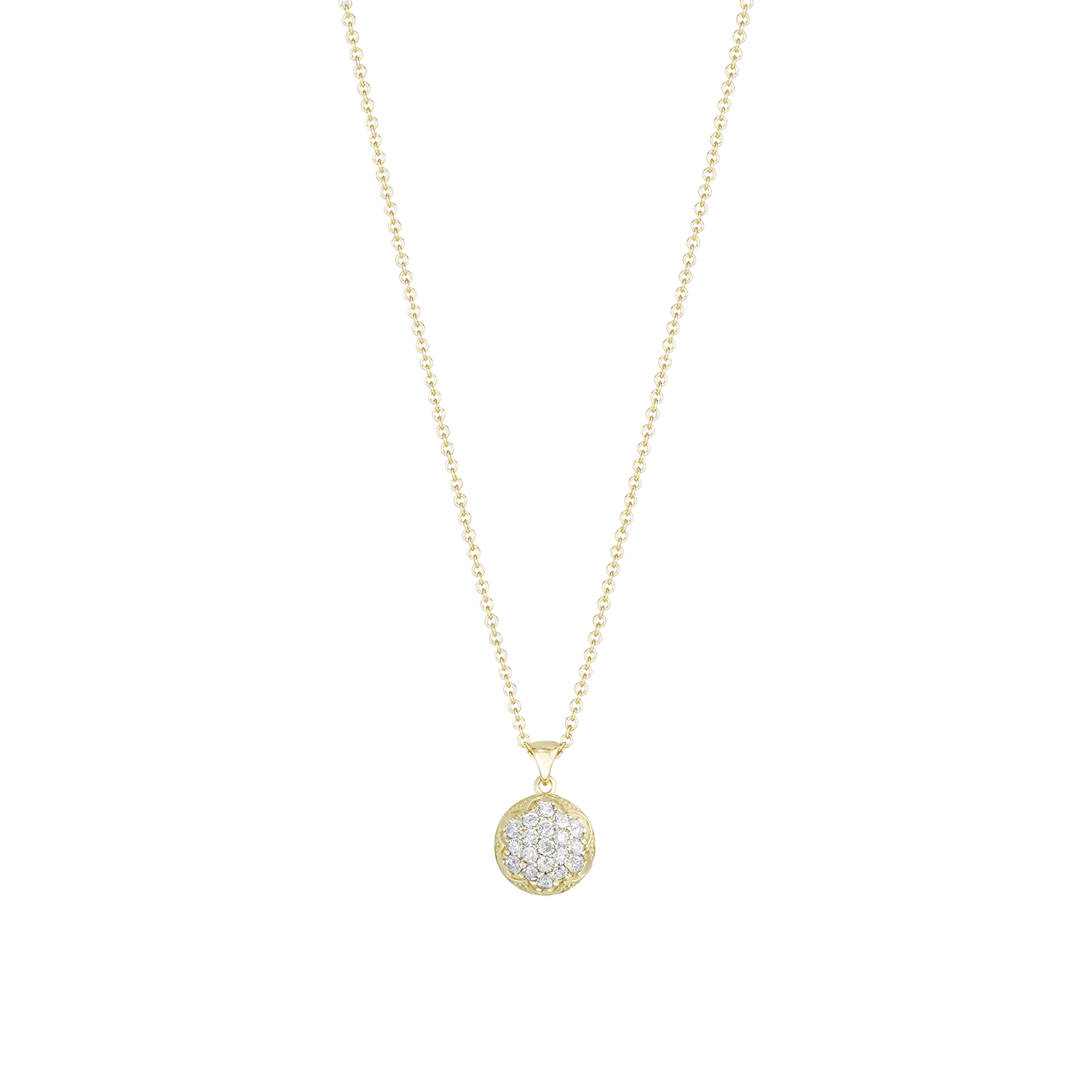 Tacori 18 Karat Yellow Gold Sonoma Mist- Bold Pave Dew Drop Pendant With 0.40Tw Round Diamonds
Length: 18